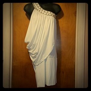 HOLIDAY SHOWSTOPPER - Women's Grecian-goddess one-shoulder mini dress